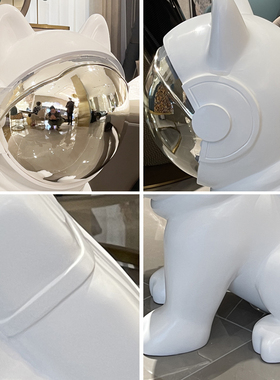 电镀太空狗宇航员卡通雕塑商场家居装饰玻璃钢美发店轻奢落地摆件