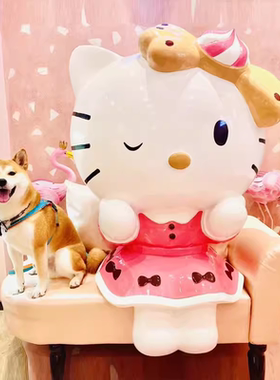 helloKitty凯蒂猫卡通雕塑甜品店门口母婴店装饰KT猫商场落地摆件