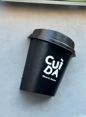 网红咖啡杯玻璃钢雕塑奶茶店门头壁挂引流装饰大摆件户外打卡拍照