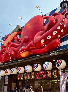 海鲜店装饰章鱼雕塑门头创意八爪鱼大摆件玻璃纤维招牌海鲜美陈定