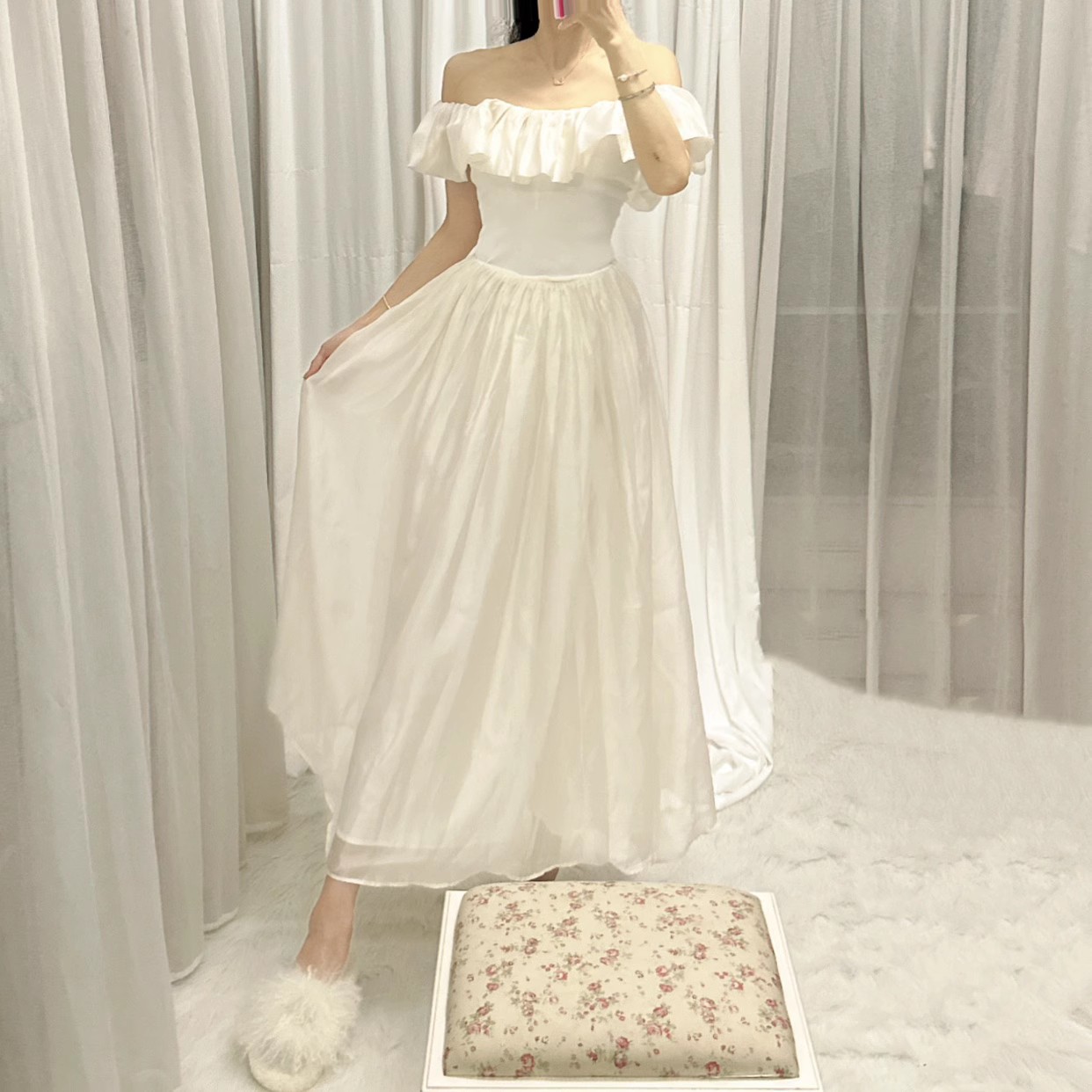 ALU夏限定私服OOTD_法國里昂優質府綢真絲美肌鉑金貴婦洋裝連衣裙 - 图2