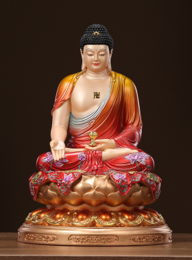 翡铜彩三宝佛阿弥陀佛供奉神像