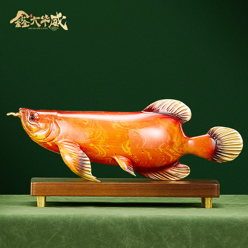 大漆铜雕金龙鱼纯铜摆件工艺品高端大气送老板办公室桌面装饰礼品 - 图1