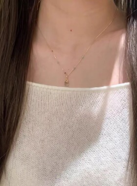 糖果色 日系轻奢小众设计感天然石红宝石项链女款锁骨链颈链925银