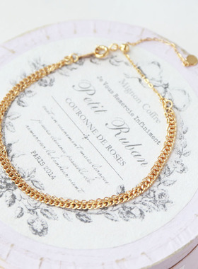 回馈款 日系简约通勤极细手链925纯银镀金双层素链百搭爆款礼物女