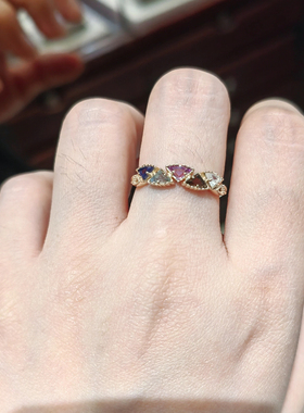 回馈款 A家同款小众紫水晶拉长石戒指女高级感指环925银镀金礼物