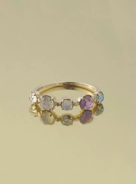 回馈款日系灭霸同款小众设计感彩色宝石戒指s925银镀金礼物女精致