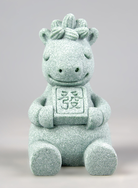 青砂石国潮马上发手机支架摆件