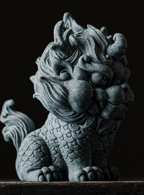 逗兽记青砂石新中式装饰摆件