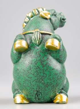 青砂石马上博才摆件创意生肖马