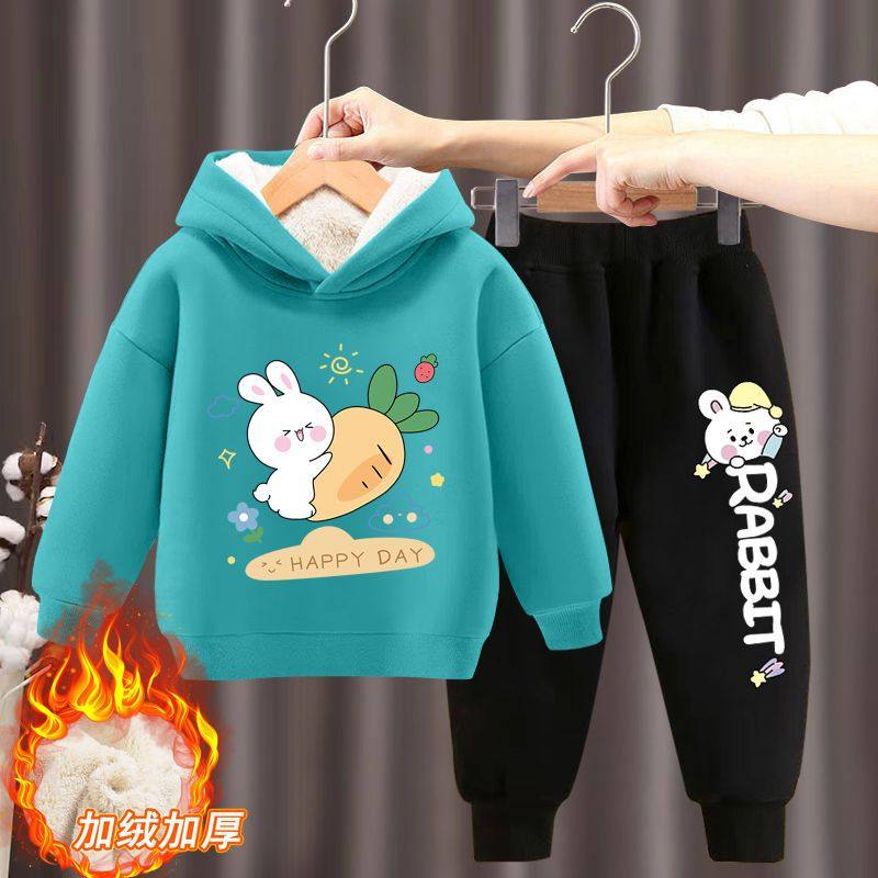 儿童套装加绒两件套冬装帅气宝宝卫衣秋冬款中小童女童套头上衣潮,淘宝优惠券,粉丝福利购,淘宝优惠卷