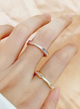 镶6钻轻奢高级感钛钢戒指情侣