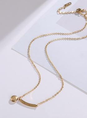 2024新款可爱笑脸字母弯片项链