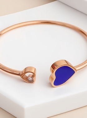 明星刘涛同款爱心镶钻开口手镯子