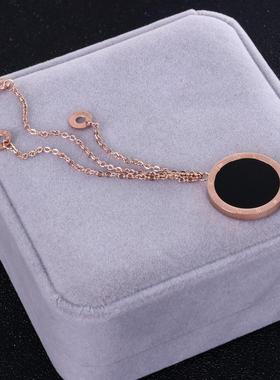 黑白双面罗马数字圆牌秋冬毛衣链