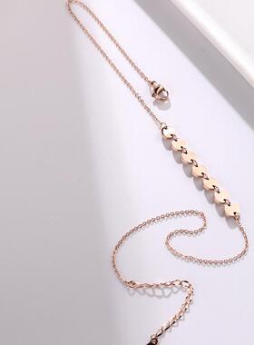 简约7小圆片项链钛钢镀玫瑰金