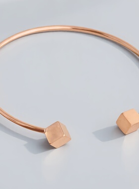 欧美时尚方块18K玫瑰金手镯