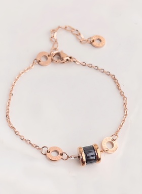 彩色冰晶石罗马数字手链钛钢配饰