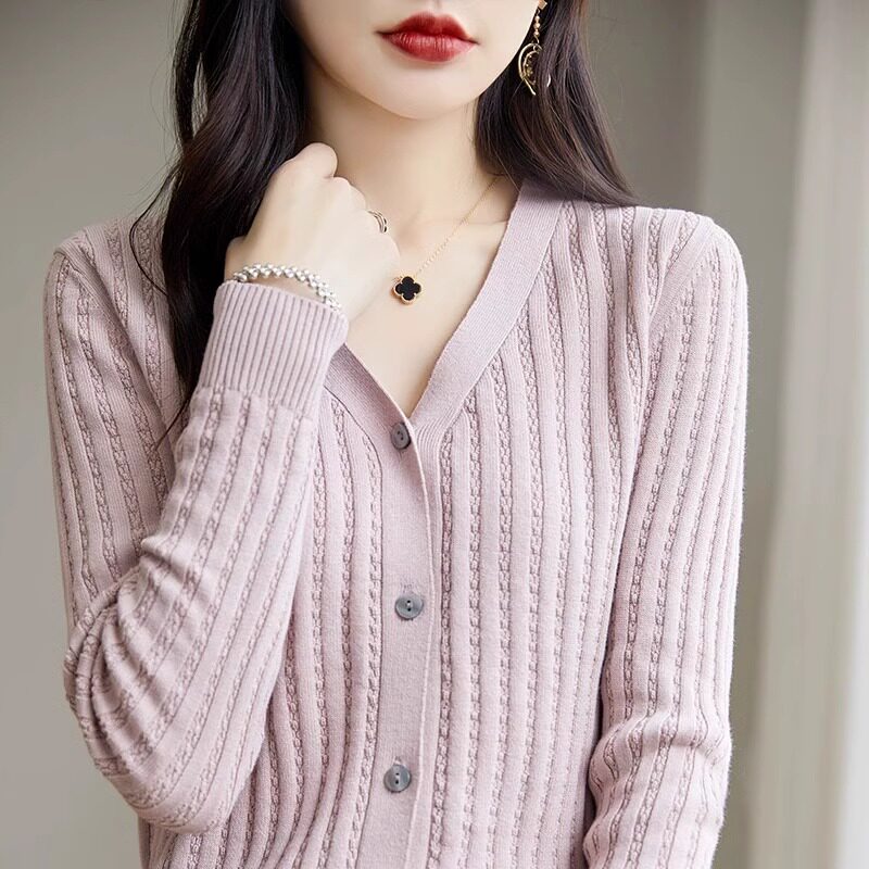 100%纯棉线长袖针织衫开衫女短外套毛衣韩版简约纯色百搭外搭全棉,淘宝优惠券,粉丝福利购,淘宝优惠卷