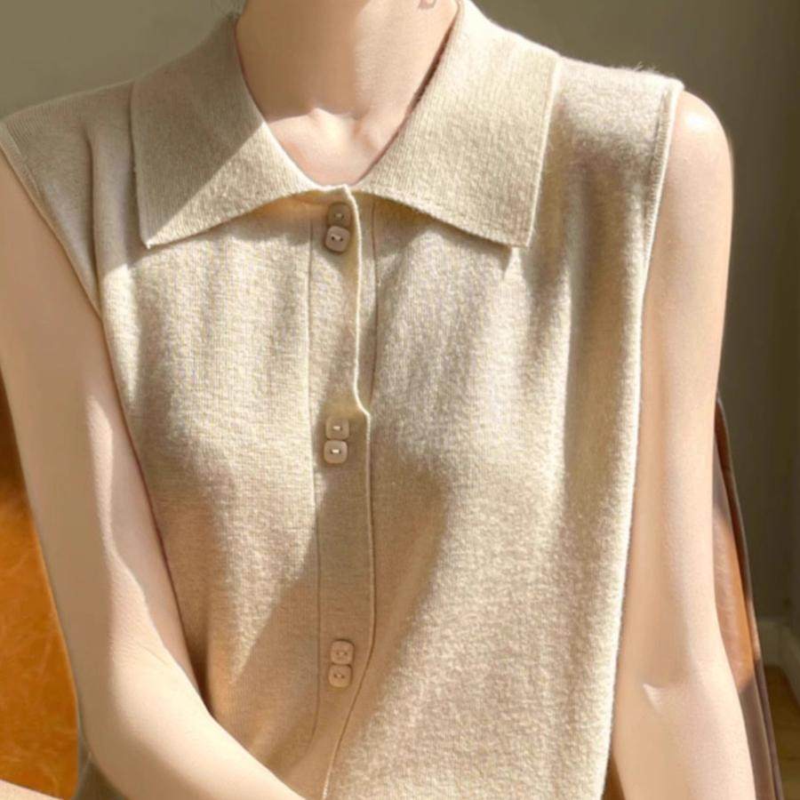 叠穿衬衫领无袖羊毛背心女西装开衫内搭翻领针织砍袖打底衫上衣秋,淘宝优惠券,粉丝福利购,淘宝优惠卷
