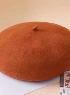 秋季女英伦复古羊毛呢贝雷帽