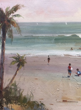 澳大利亚海景原创油画。60 x 120 cm