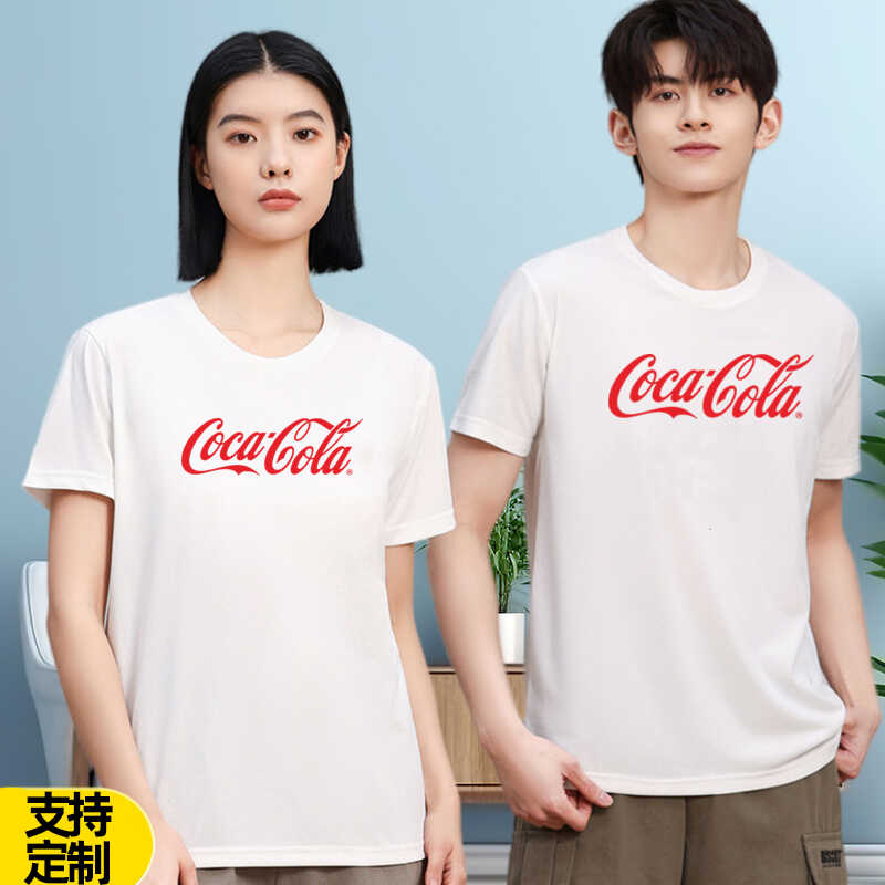 可口可乐t恤短袖CocaCola重磅男女士宽松衣服圆领情侣半袖纯棉夏 - 图0