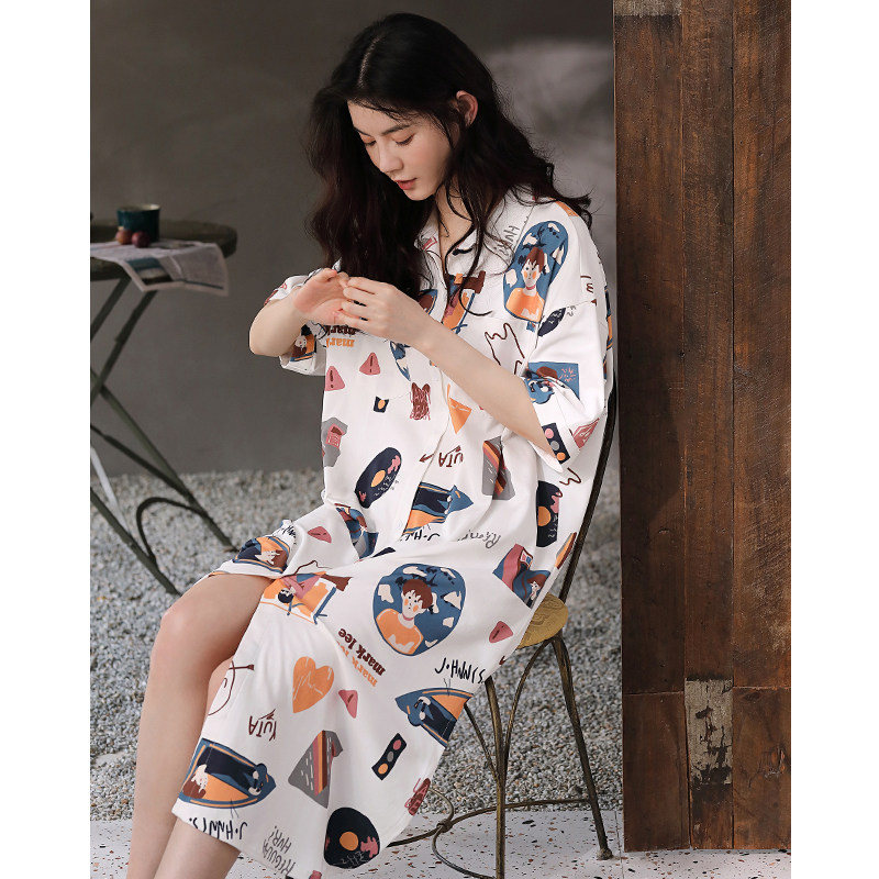 妮狄娅夏季纯棉短袖衬衫裙卡通睡裙 妮狄娅服饰睡裙