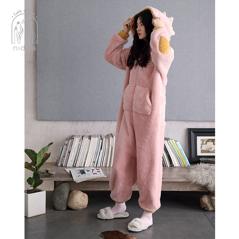 妮狄娅冬季法兰绒卡通珊瑚绒睡衣 妮狄娅服饰睡衣/家居服套装