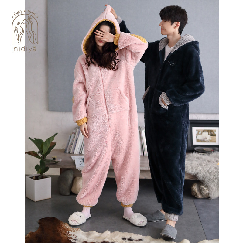 妮狄娅珊瑚绒情侣冬长袖卡通睡衣 妮狄娅服饰睡衣/家居服套装