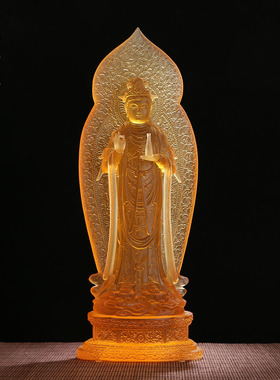 古法琉璃佛像阿弥陀佛菩萨摆件