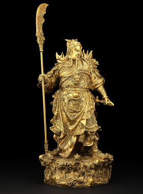 纯铜关公佛像大号招财开业摆件