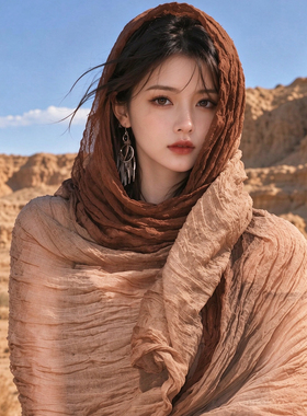 废土风穿搭头巾民族风围巾女