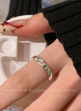 不掉色小蝴蝶戒指女s925银甜美可爱小众设计高级感精致少女感指环