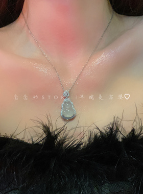 清冷感~中式美学奶白葫芦项链女