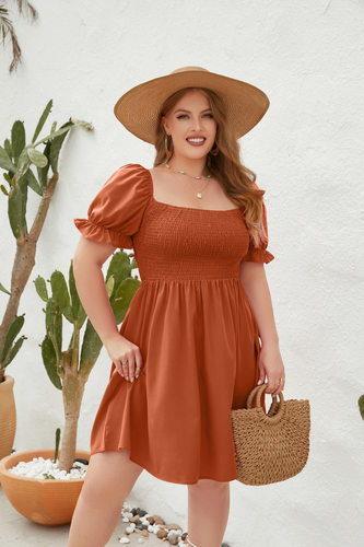 200斤大码胖女人夏季方领连衣裙 plus size women summer dresses-图1