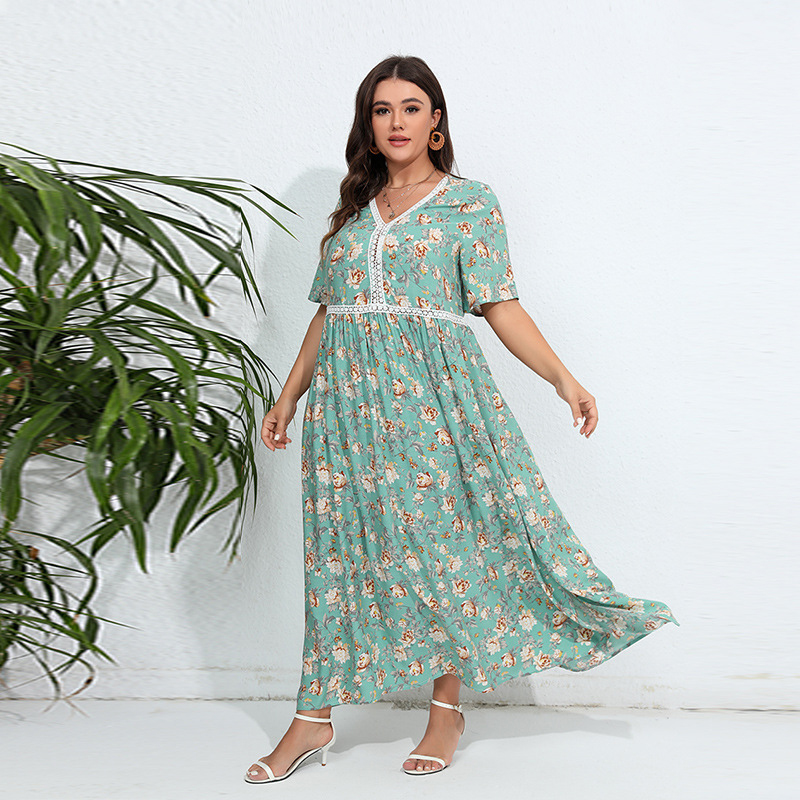 200 Pounds Women Loose-Fit Plus Size Cotton Dresses Summer-图2