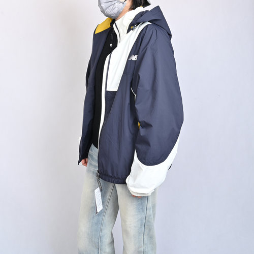NEW BALANCE NB新款男子连帽梭织外套拼色百搭运动服MJ6185IU-ECL - 图0
