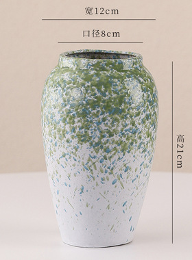 新中式陶瓷花瓶家居客厅装饰摆件玄关插鲜花满天星大口径容器