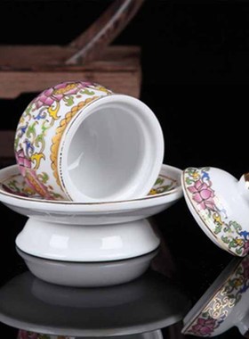 无字莲花供水杯陶瓷家用供佛水杯