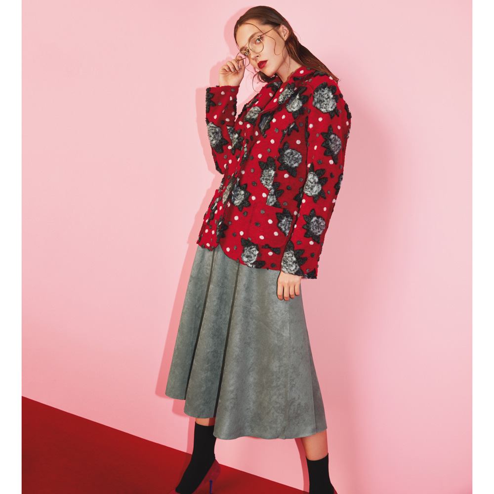 日单高端贵牌女装冬款绒面仿软皮简洁款半身裙中长裙麂皮绒半身裙 - 图0