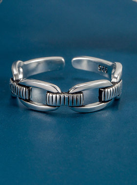 S925纯银简约戒指女式个性做旧复古指环气质小清新尾戒不掉色戒子