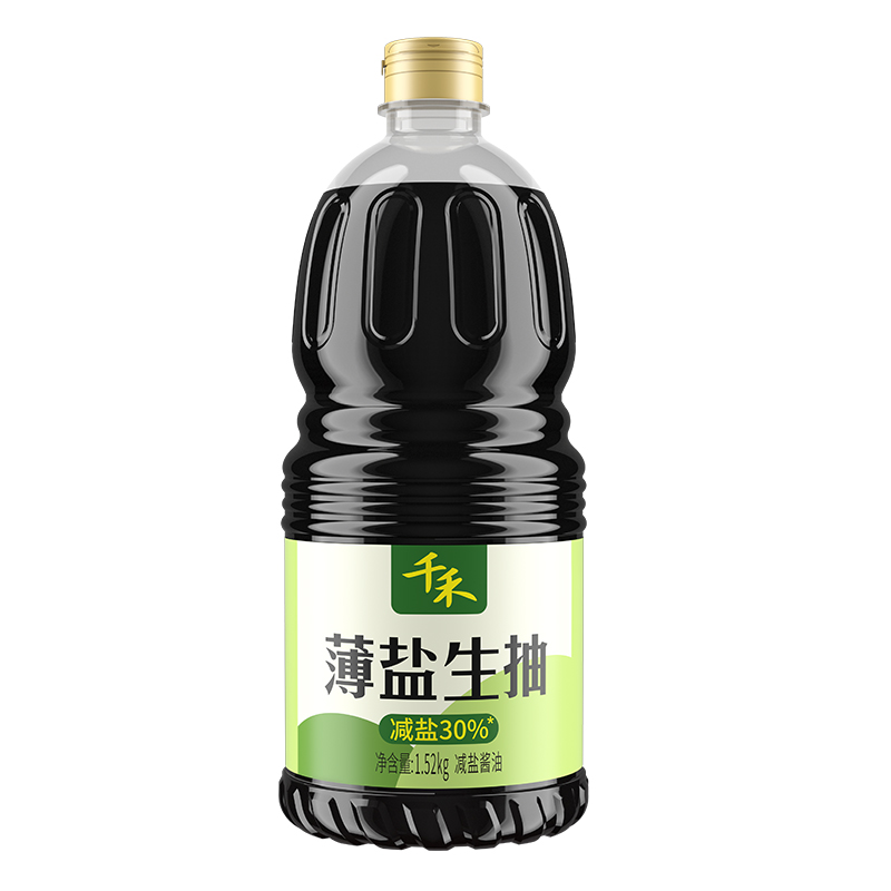 千禾酱油薄盐生抽天然简盐1.52kg减盐凉拌炒菜家用商用旗舰店