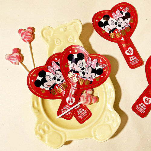 迪士尼花田喜事草莓味棒棒糖米奇米妮水果糖结婚喜糖儿童糖果零食 - 图2