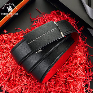 圣大保罗2026新款男士真皮自动扣皮带黑色商务腰带