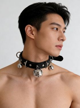 禁欲系性冷淡风拍照朋克摇滚角色扮演项圈大铃铛锁骨链项链choker