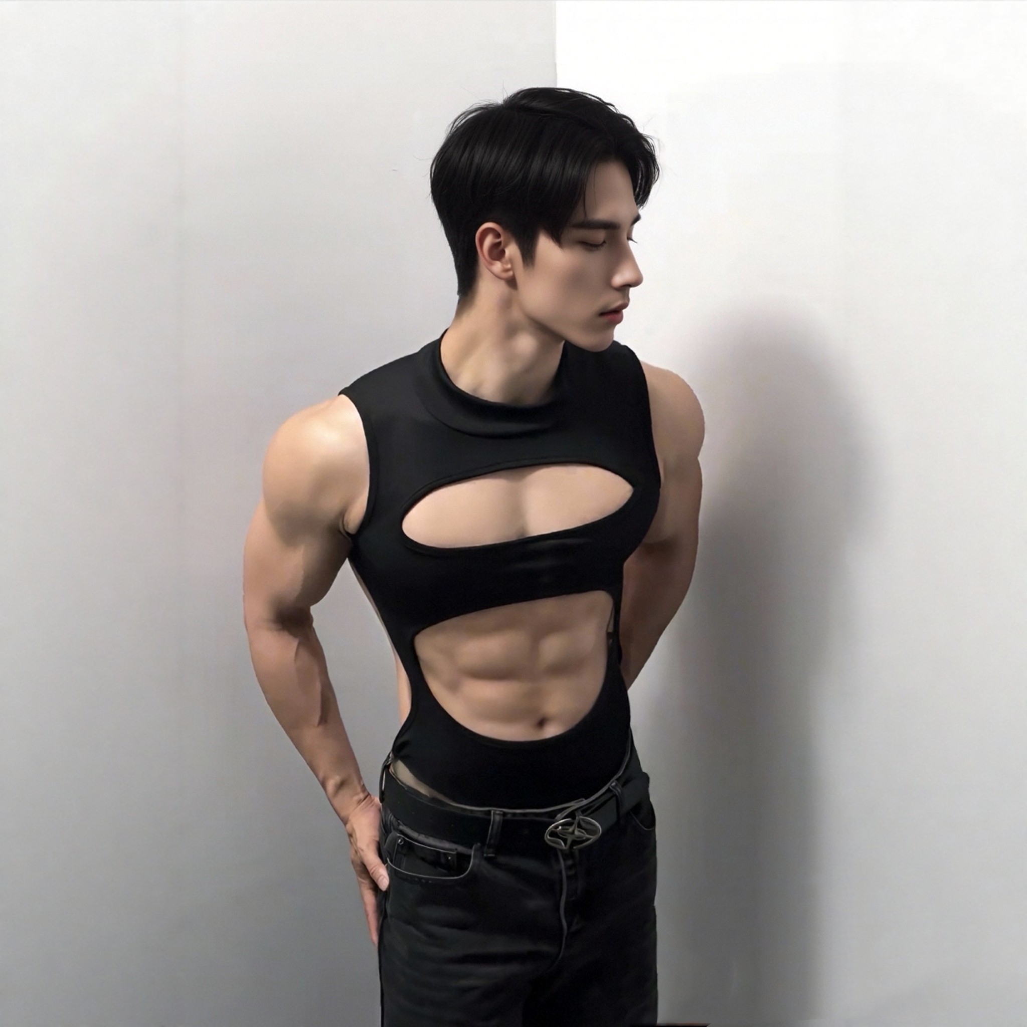 肌肉男皮革绑带1S背带演出舞台款NPC可调跳舞性感连体束缚紧身衣,淘宝优惠券,粉丝福利购,淘宝优惠卷