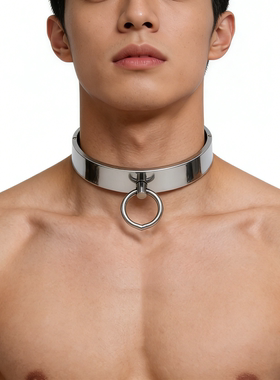 小狼狗男生COS穿搭金属M字颈环游戏项圈道具钥匙扣牵引链脖链手链