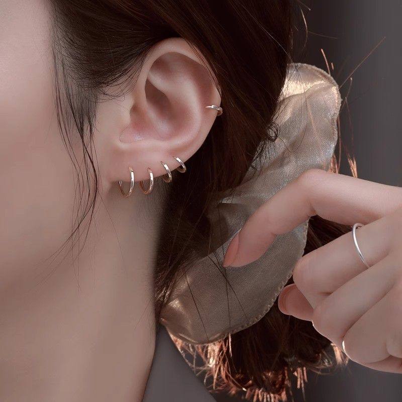 S999足银素圈耳环女养耳洞耳骨环耳扣高级感耳钉耳圈耳饰生日礼物,淘宝优惠券,粉丝福利购,淘宝优惠卷