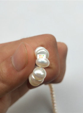 5*7mm 天然淡水白珍珠馒头珠算盘珠串珠散珠 diy手链项链饰品配件